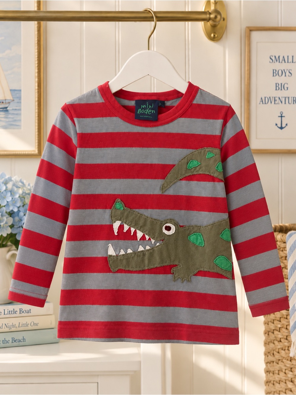 Boden Crocodile Appliqué Tee 2/3T